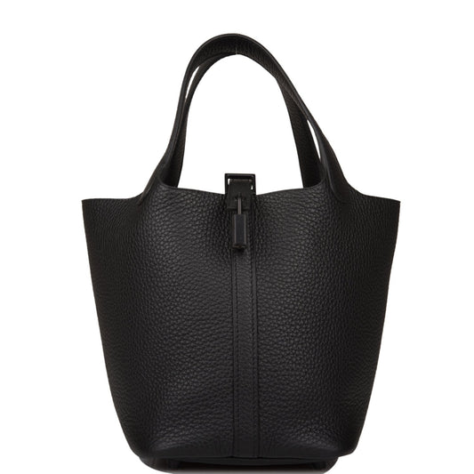 Hermes Monochrome Picotin Clemence Hardware Handbag Black Travel Bag Hardware 1