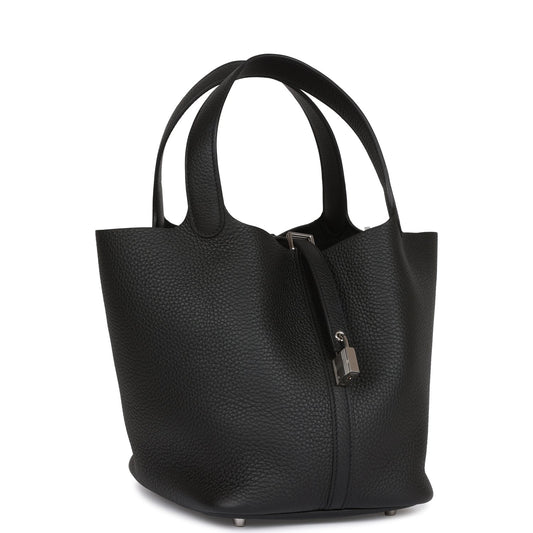 Hermes Picotin Lock Clemence Palladium Hardware Handbag Black Travel Bag 4