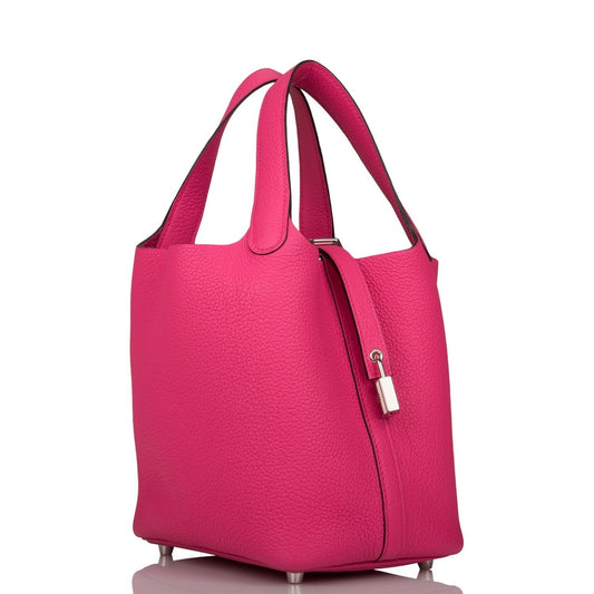 Hermes Picotin Lock Rose Shocking Clemence Palladium Hardware Travel Bag