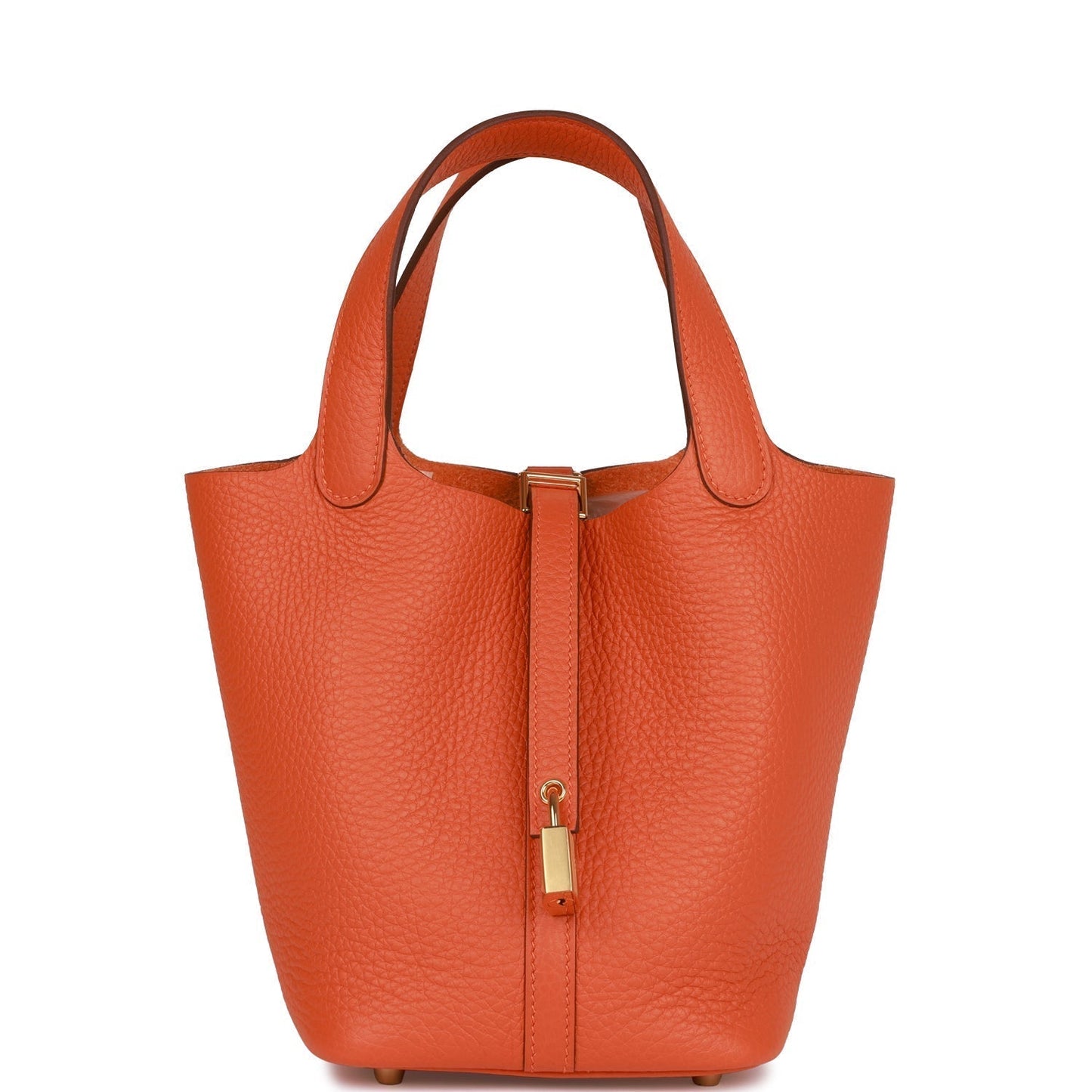 Hermes Picotin Lock Orange Clemence Hardware Handbag Gold Travel Bag
