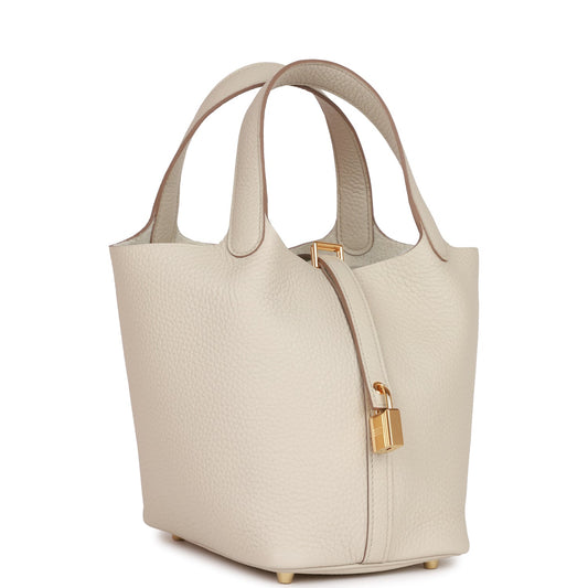 Hermes Picotin Lock Beton Clemence Hardware Handbag Gold Travel Bag