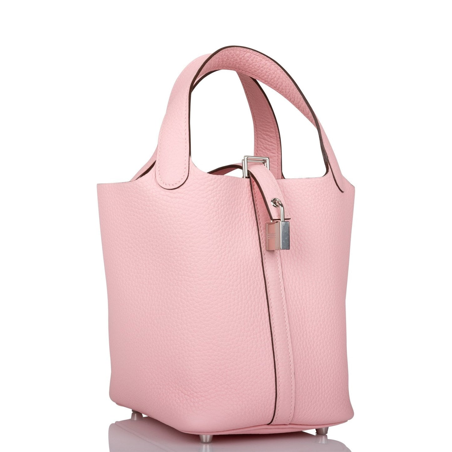Hermes Picotin Lock Rose Sakura Clemence Palladium Hardware Travel Bag Palladium Hardware