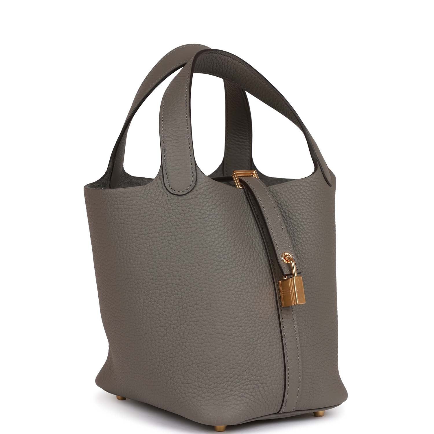 Hermes Picotin Lock Gris Meyer Clemence Hardware Handbag Gold Travel Bag Hardware 1