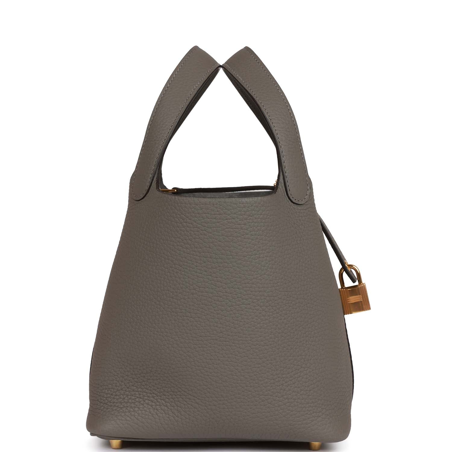 Hermes Picotin Lock Gris Meyer Clemence Hardware Handbag Gold Travel Bag Hardware 1