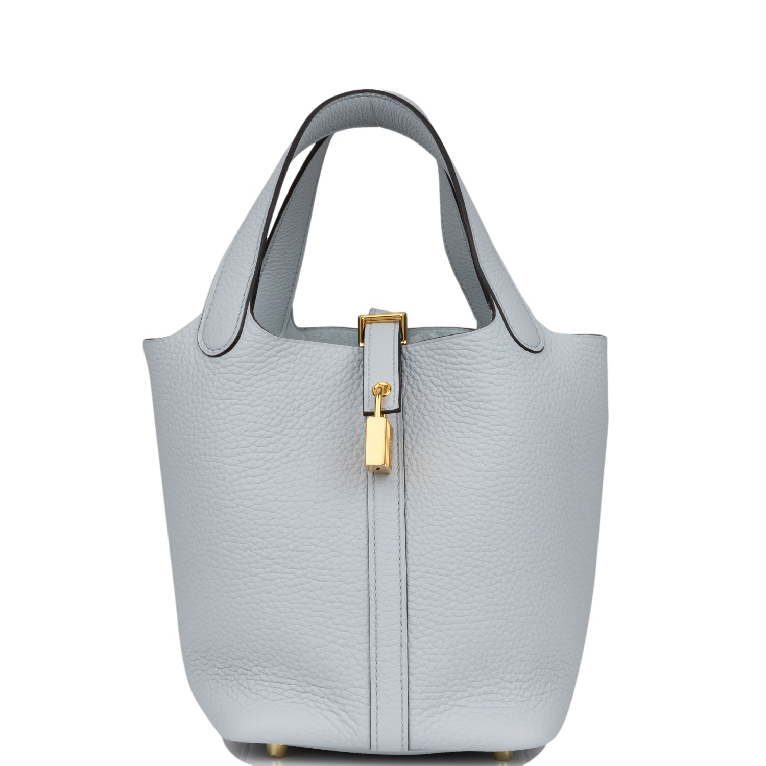 Hermes Picotin Lock Bleu Pale Clemence Hardware Handbag Gold Travel Bag