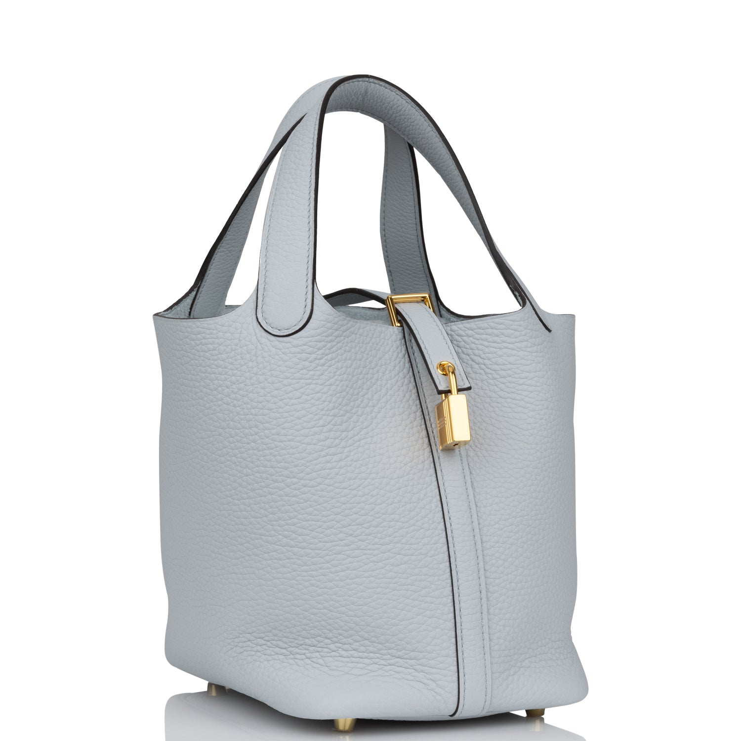Hermes Picotin Lock Bleu Pale Clemence Hardware Handbag Gold Travel Bag