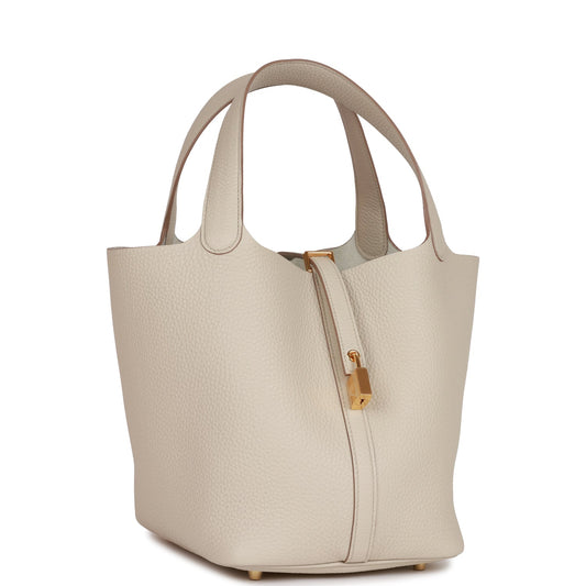 Hermes Picotin Lock Beton Clemence Hardware Handbag Gold Travel Bag Gold Hardware