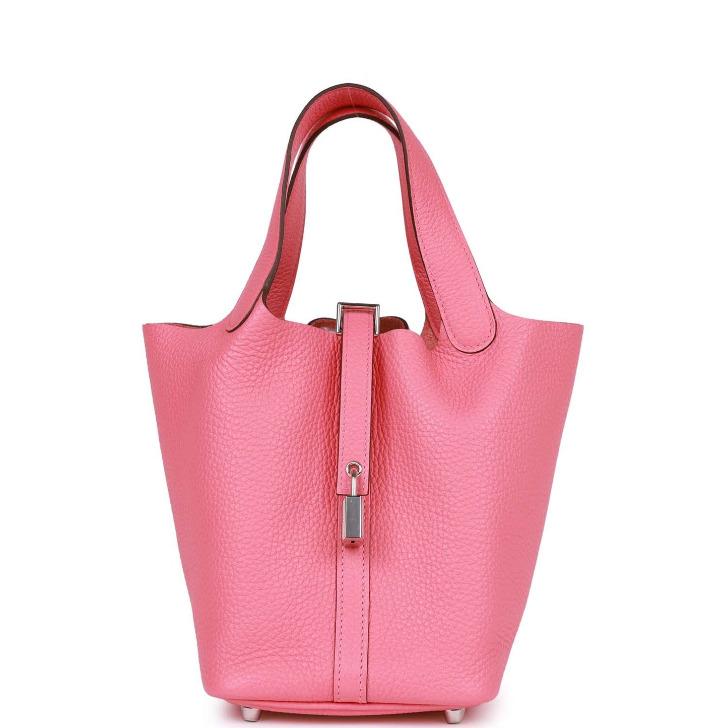 Hermes Picotin Rose Azalee Clemence Palladium Hardware Handbag Travel Bag Palladium Hardware