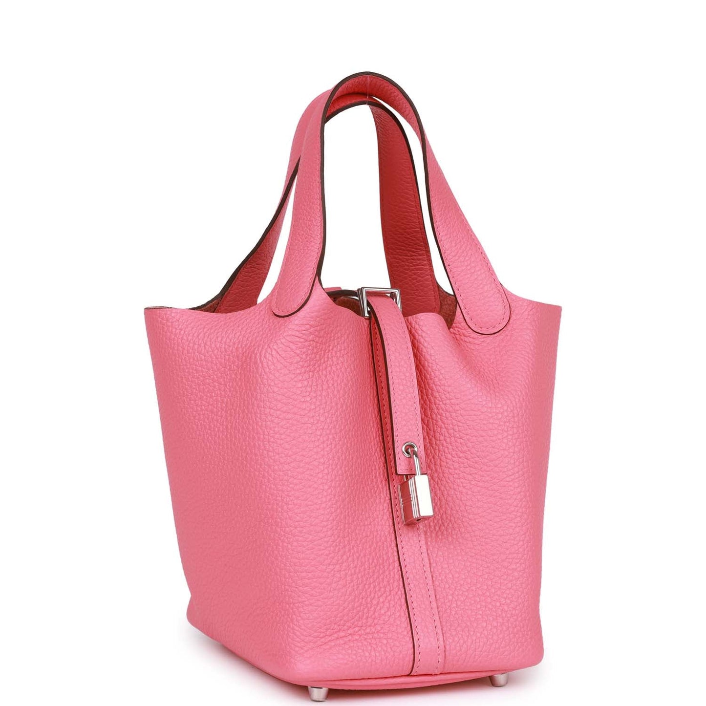 Hermes Picotin Rose Azalee Clemence Palladium Hardware Handbag Travel Bag Palladium Hardware