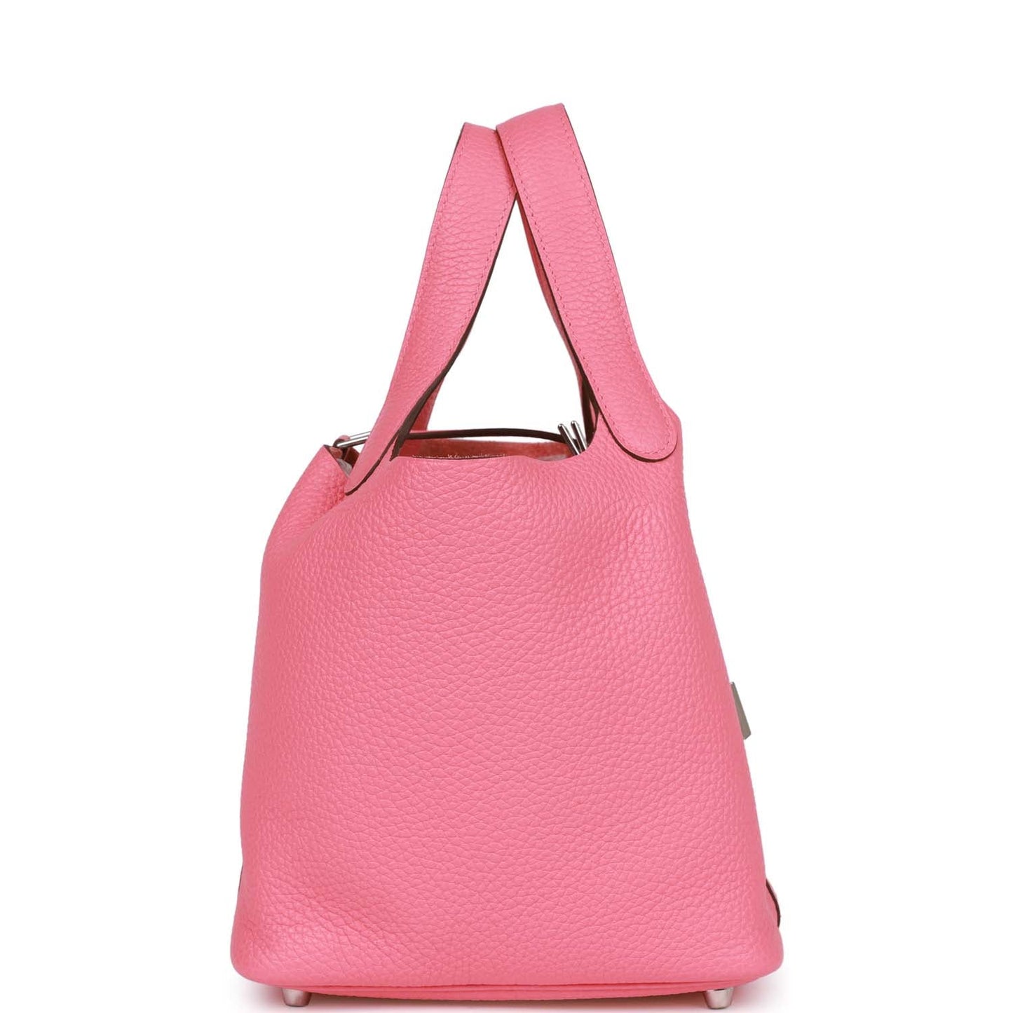 Hermes Picotin Rose Azalee Clemence Palladium Hardware Handbag Travel Bag Palladium Hardware