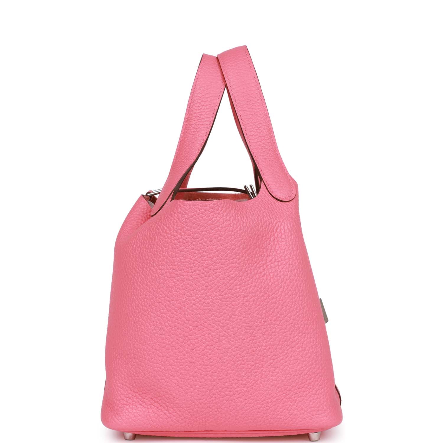 Hermes Picotin Rose Azalee Clemence Palladium Hardware Handbag Travel Bag Palladium Hardware