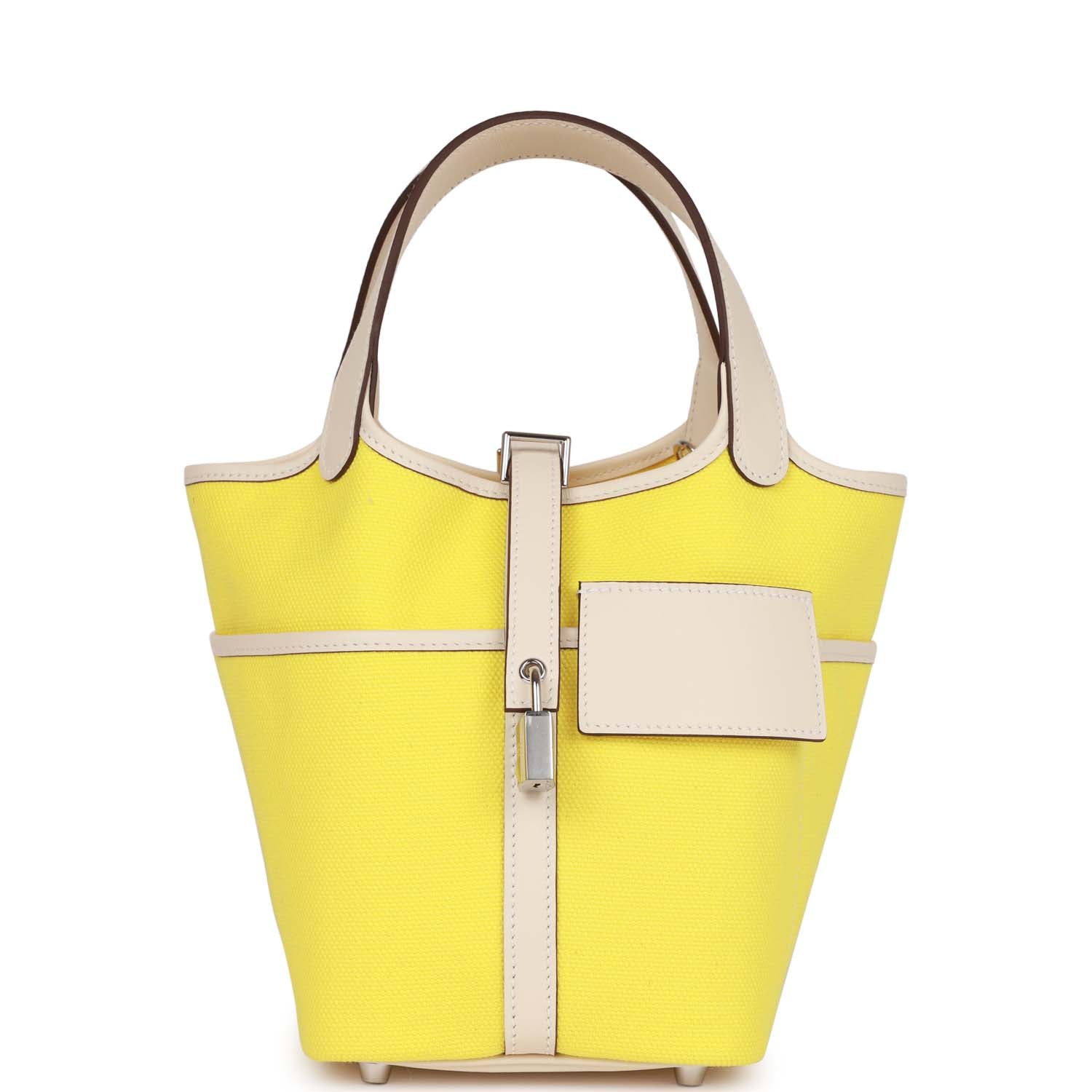 Hermes Picotin Cargo Jaune Citron And Nata Swift Canvas Travel Bag