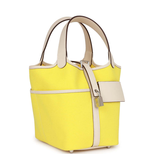 Hermes Picotin Cargo Jaune Citron And Nata Swift Canvas Travel Bag