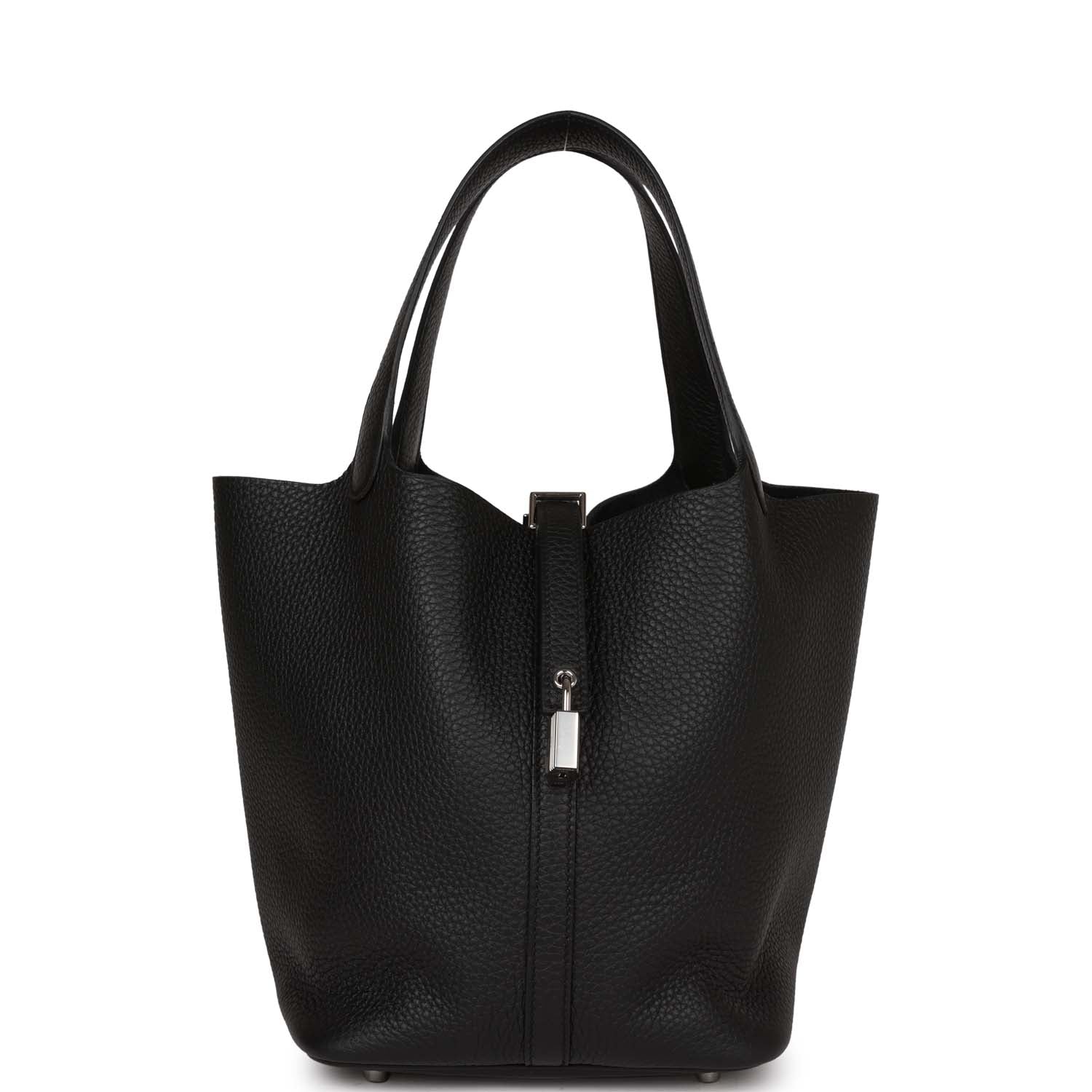 Hermes Picotin Lock Clemence Palladium Hardware Handbag Black Travel Bag 8