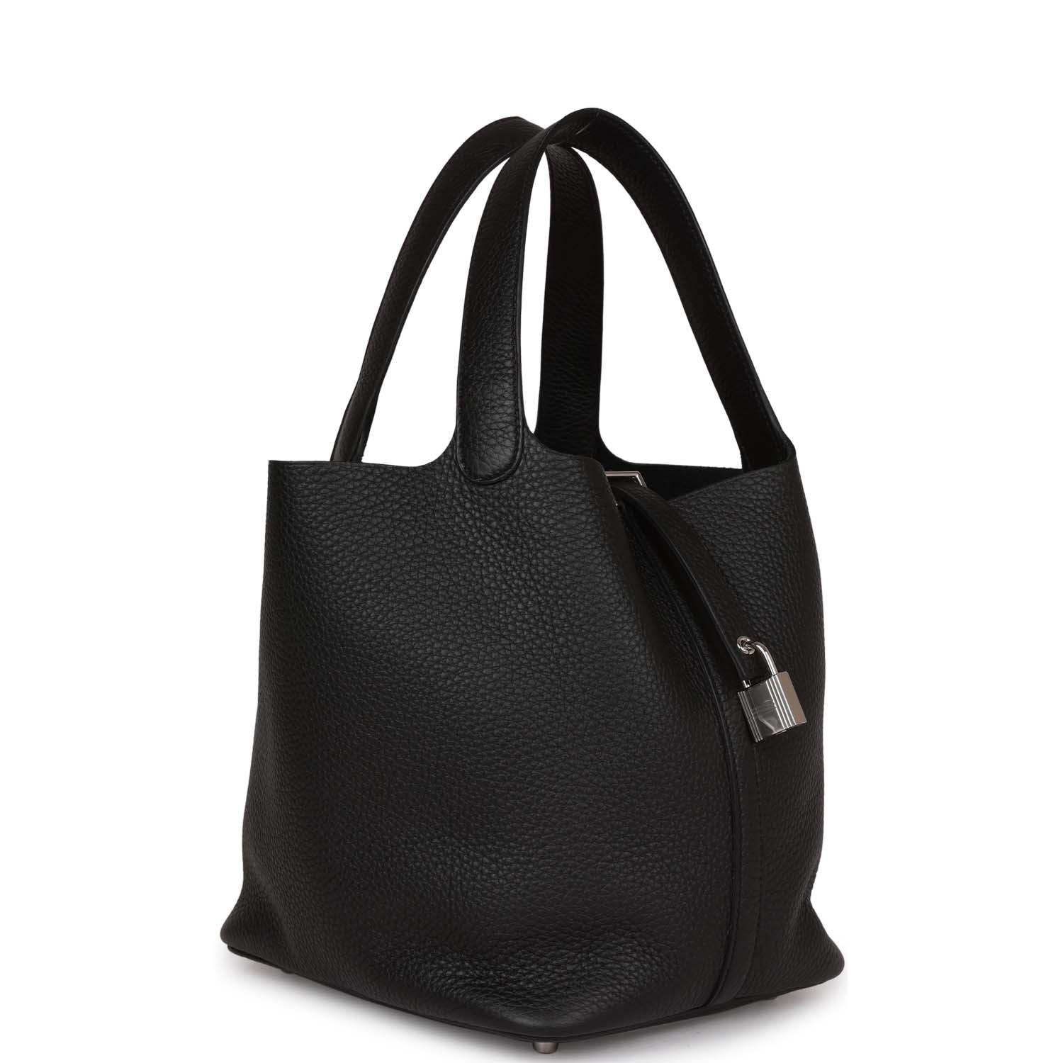 Hermes Picotin Lock Clemence Palladium Hardware Handbag Black Travel Bag 8