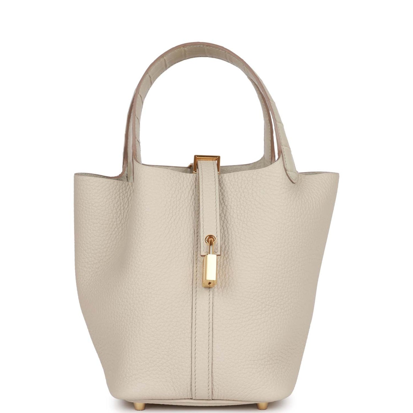 Hermes Picotin Lock Beton Matte Alligator And Clemence Touch Gold Travel Bag