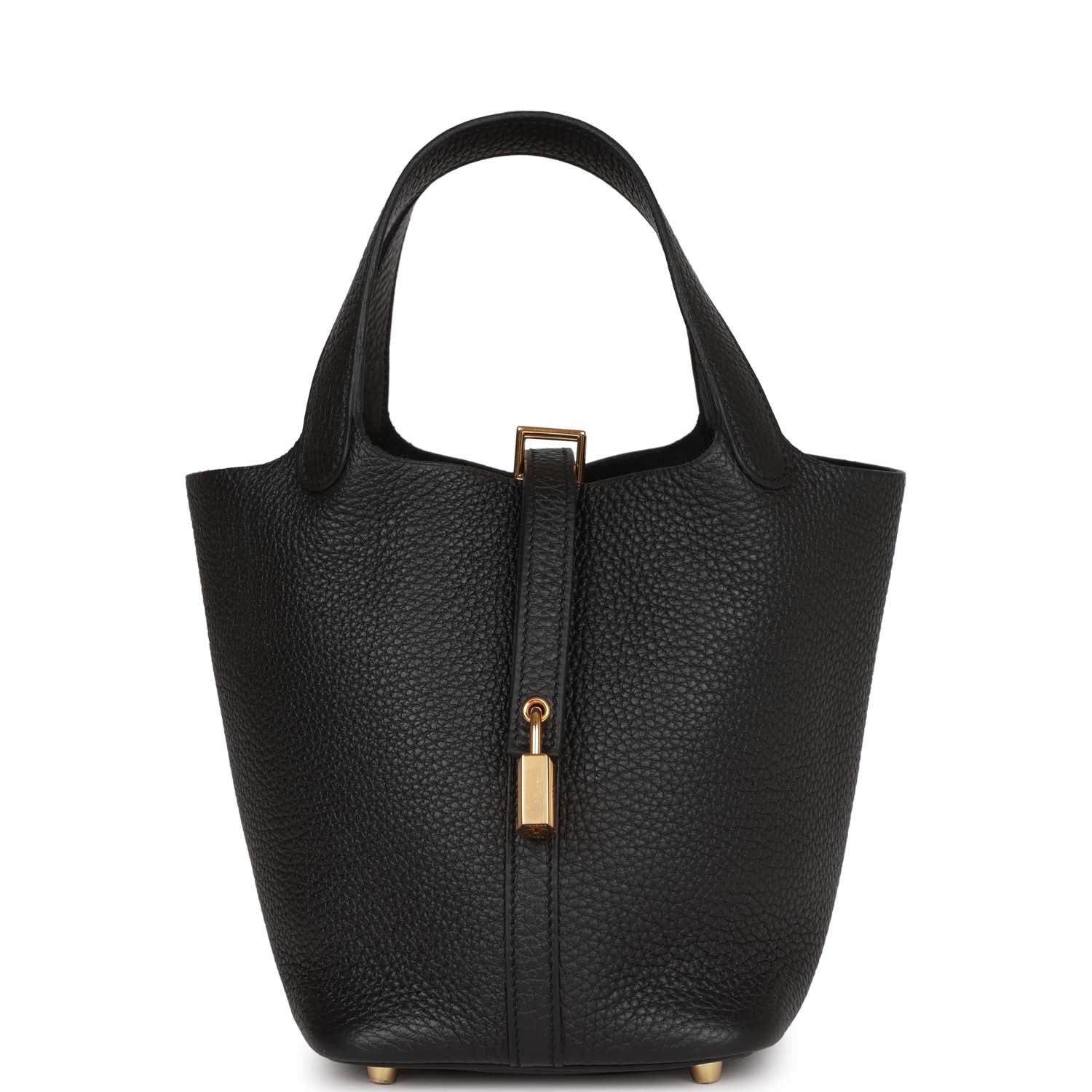 Hermes Picotin Lock Clemence Hardware Handbag Black Gold Travel Bag Hardware 5