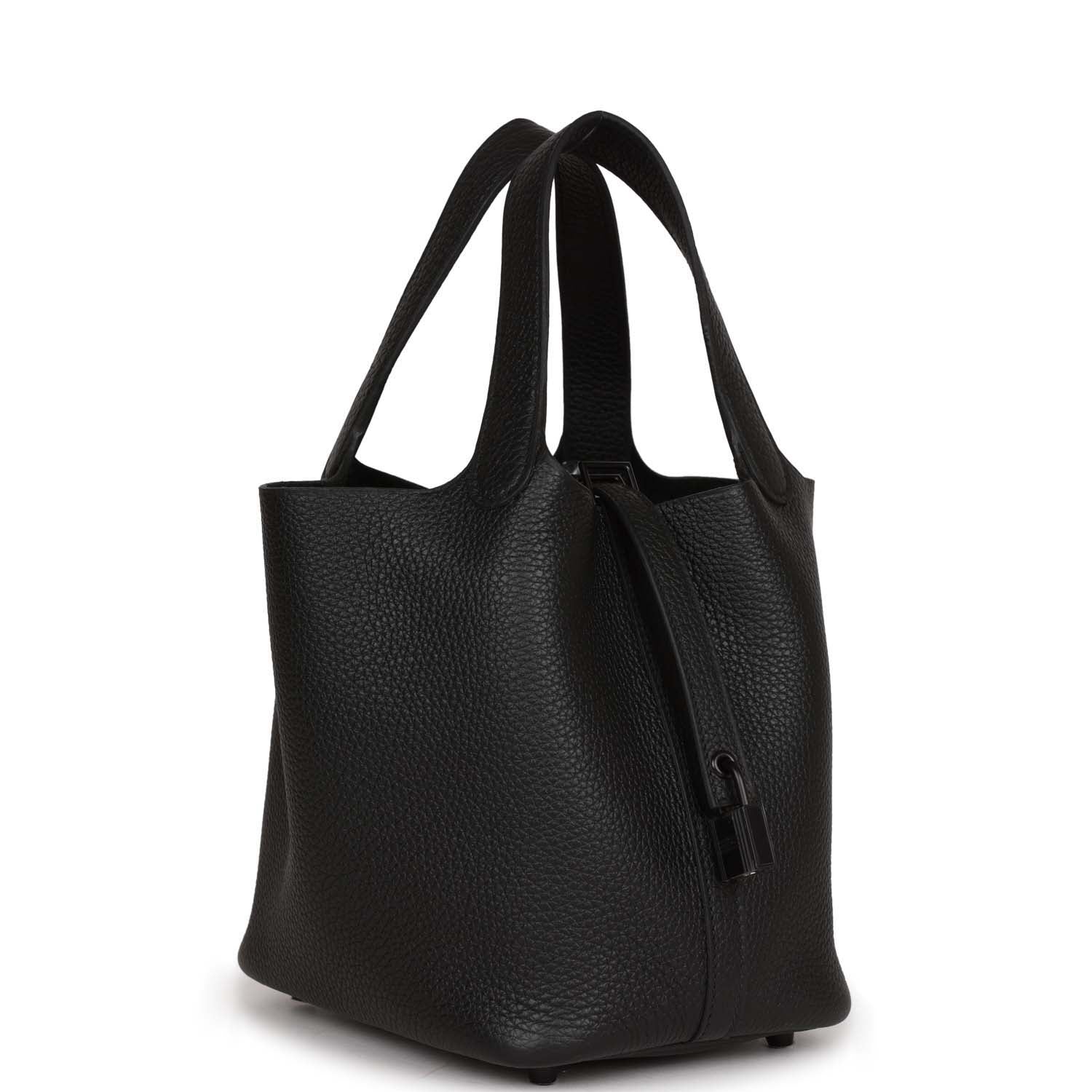 Hermes Picotin Monochrome Clemence Hardware Handbag Black Travel Bag