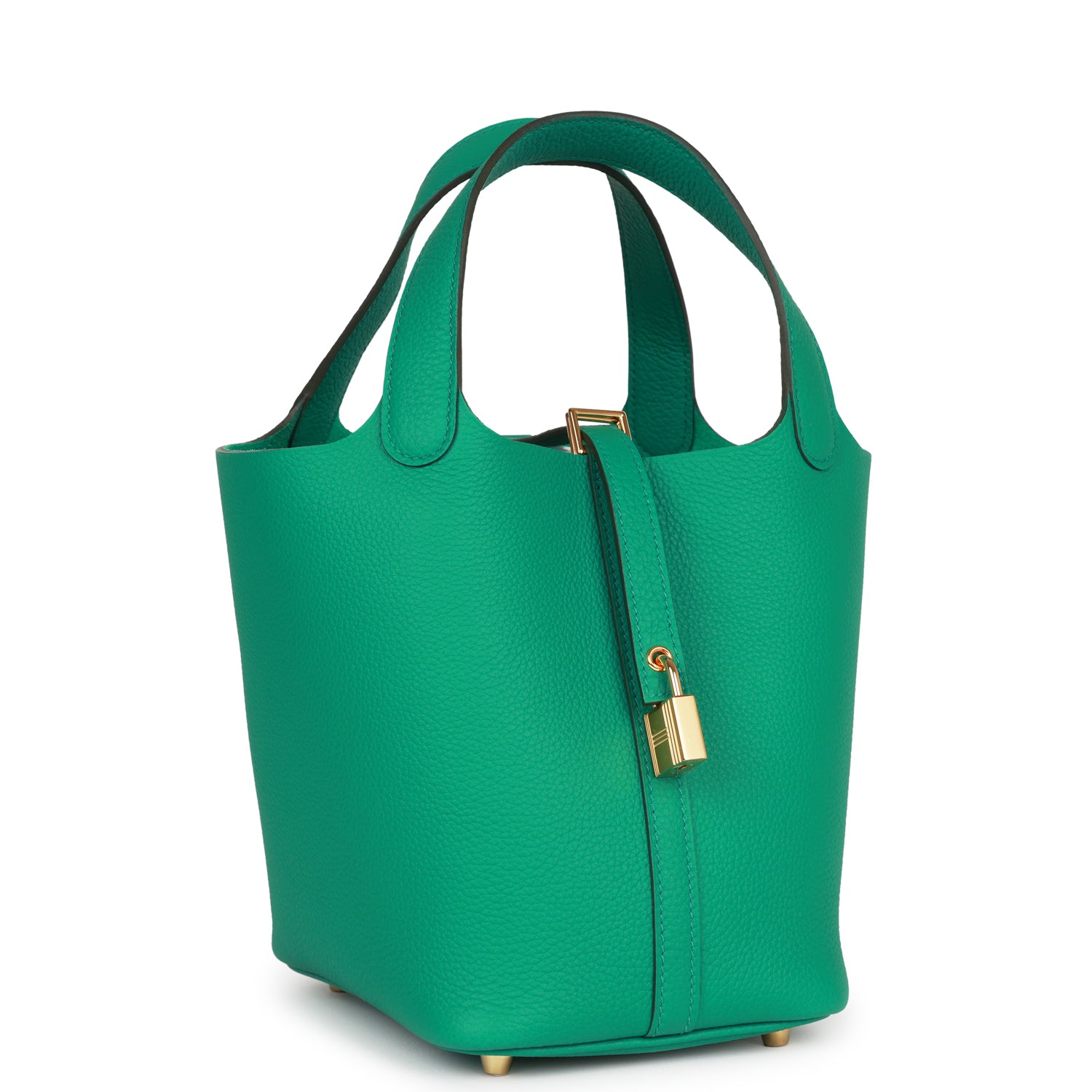 Hermes Picotin Vert Jade Clemence Hardware Handbag Gold Travel Bag