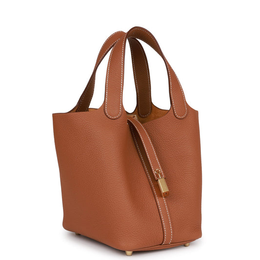 Hermes Picotin Clemence Hardware Handbag Gold Travel Bag Clemence Goldhardware