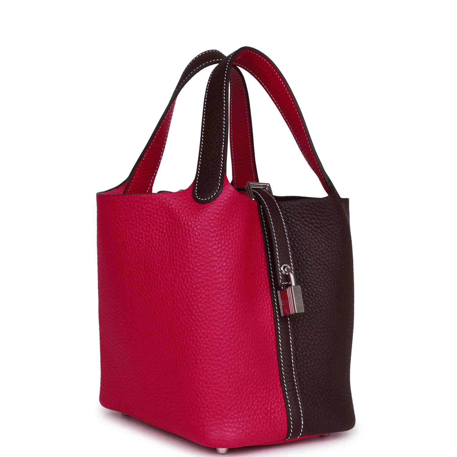 Hermes Picotin Lock Cas Ue Framboise And Rouge Sellier Travel Bag