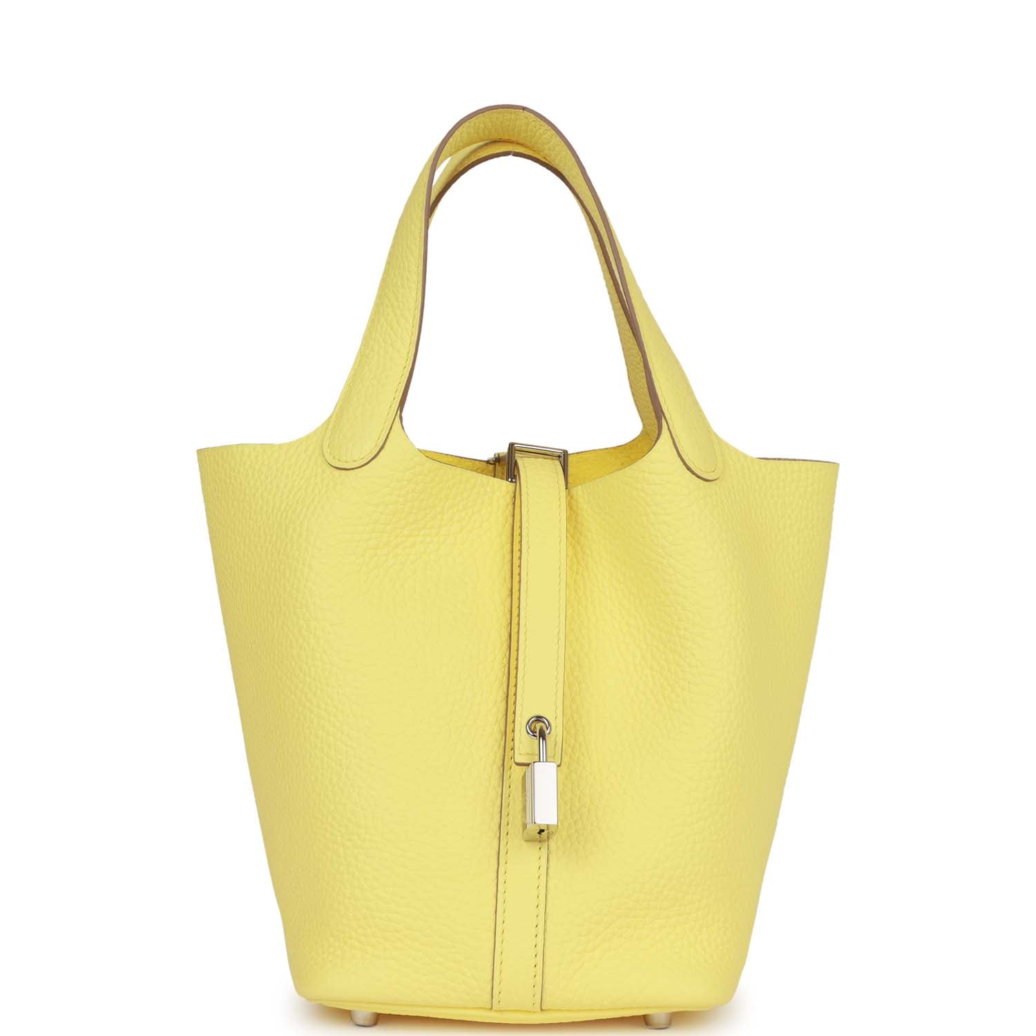 Hermes Picotin Limoncello Clemence Palladium Hardware Handbag Travel Bag
