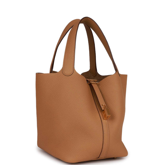 Hermes Picotin Lock Biscuit Clemence Hardware Handbag Gold Travel Bag 3