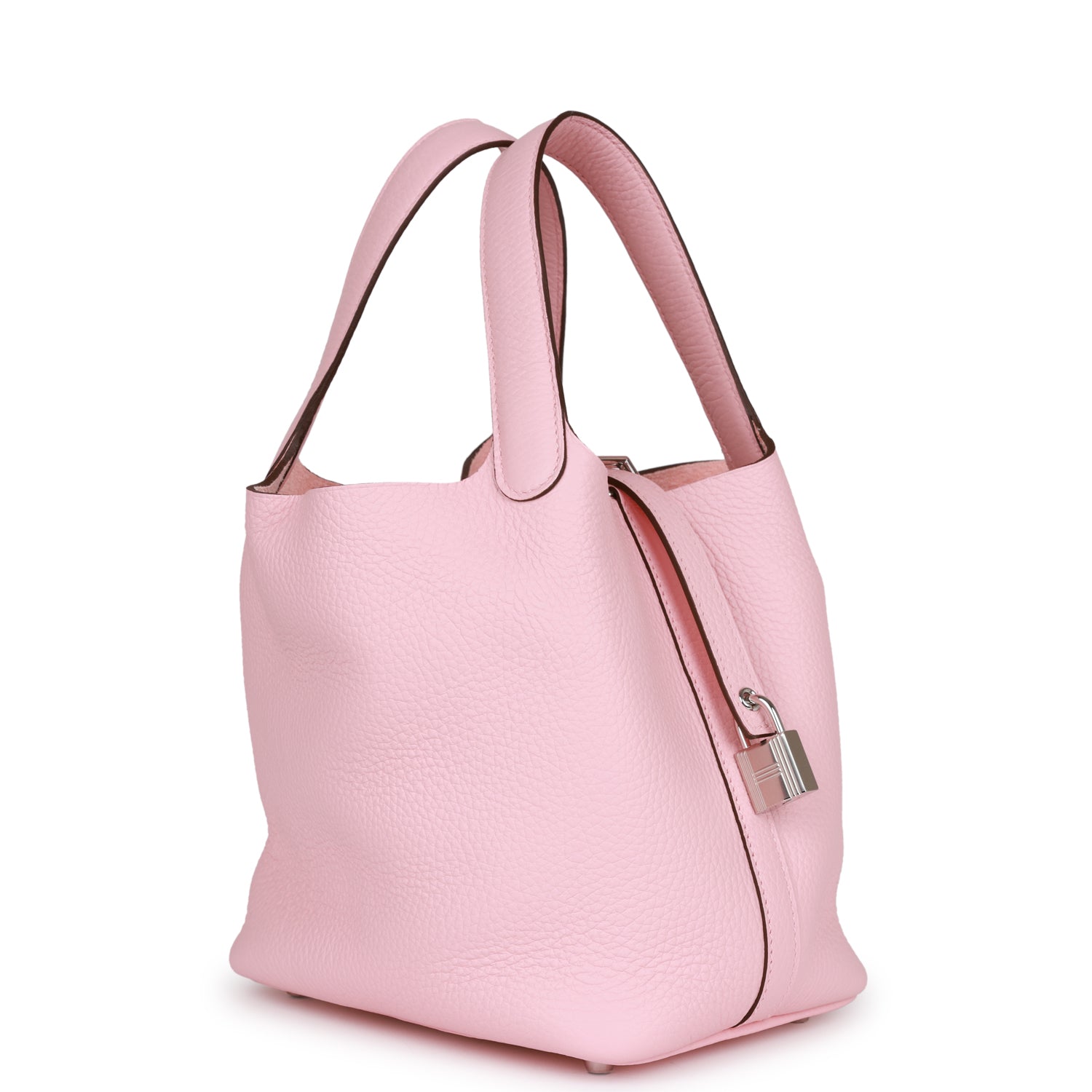 Hermes Picotin Lock Rose Sakura Clemence Palladium Hardware Handbag Travel Bag