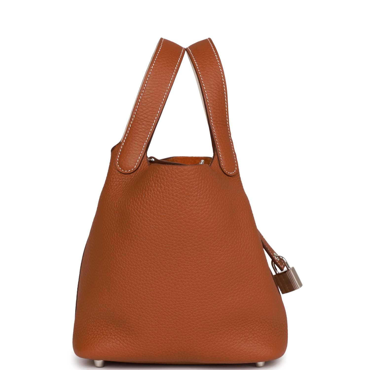 Hermes Eclat Picotin Clemence Palladium Hardware Handbag Gold Travel Bag