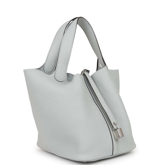 Hermes Picotin Lock Bleu Pale Clemence Palladium Hardware Travel Bag Hardware 2