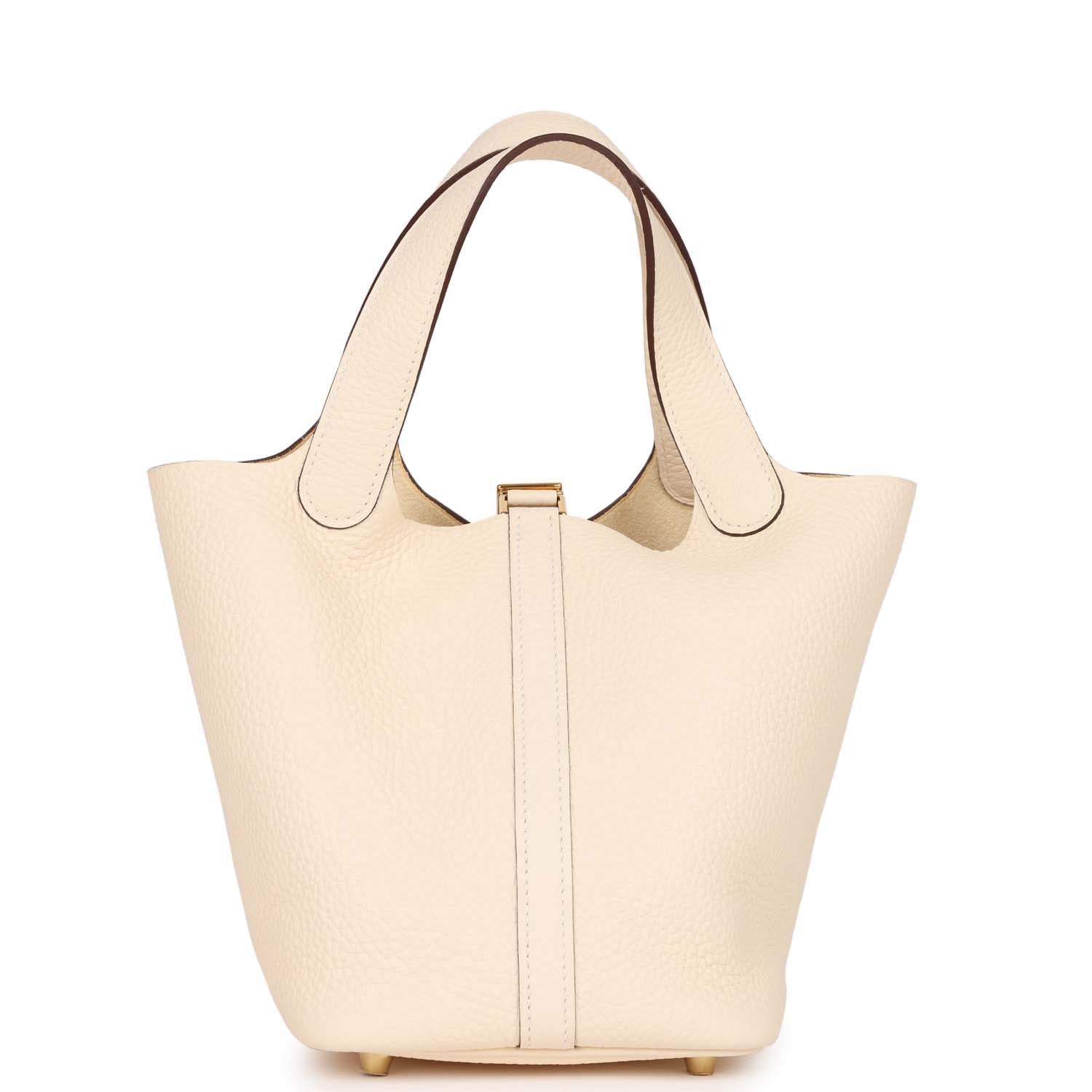 Hermes Picotin Nata Clemence Hardware Handbag Gold Travel Bag