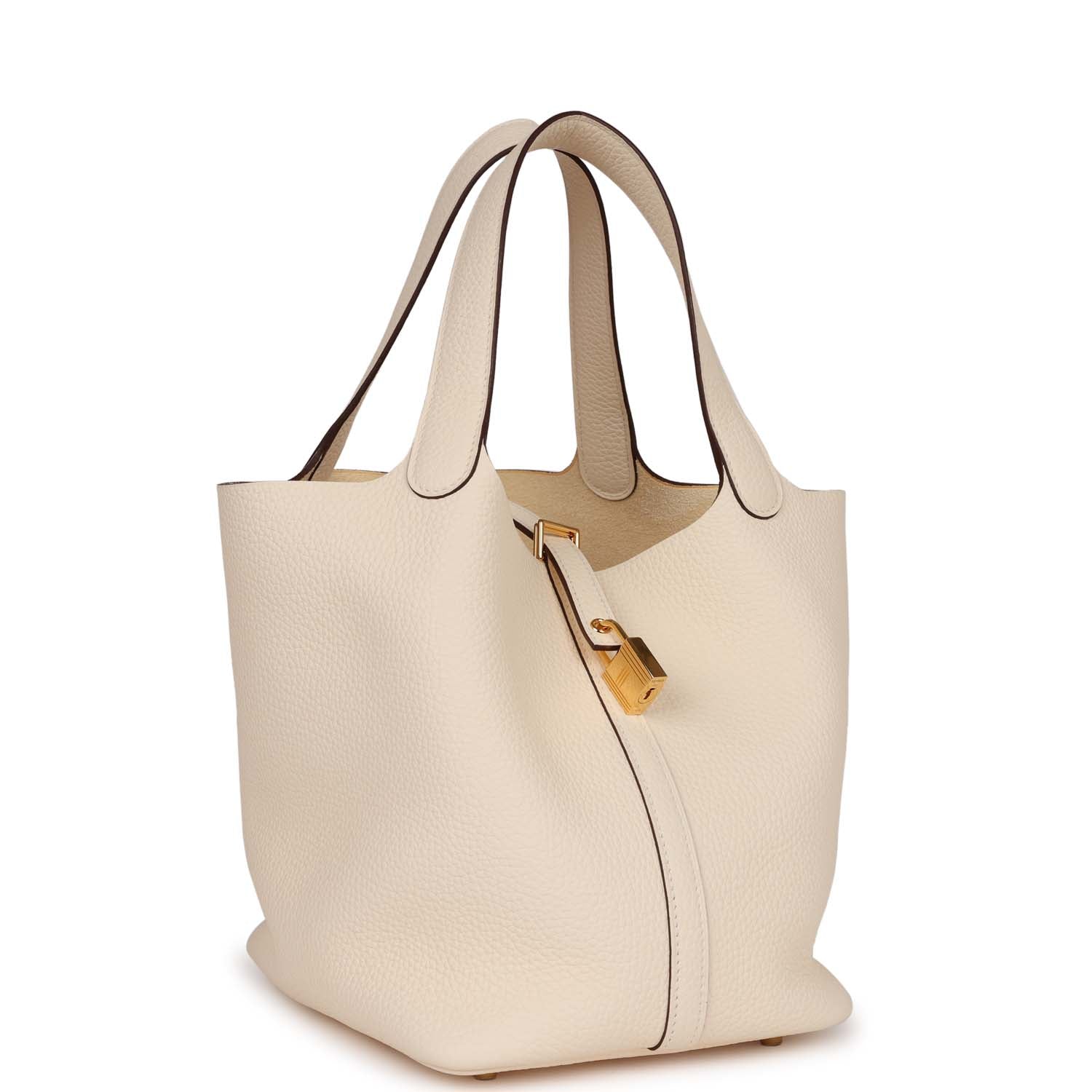 Hermes Picotin Lock Nata Clemence Hardware Handbag Gold Travel Bag Gold Hardware