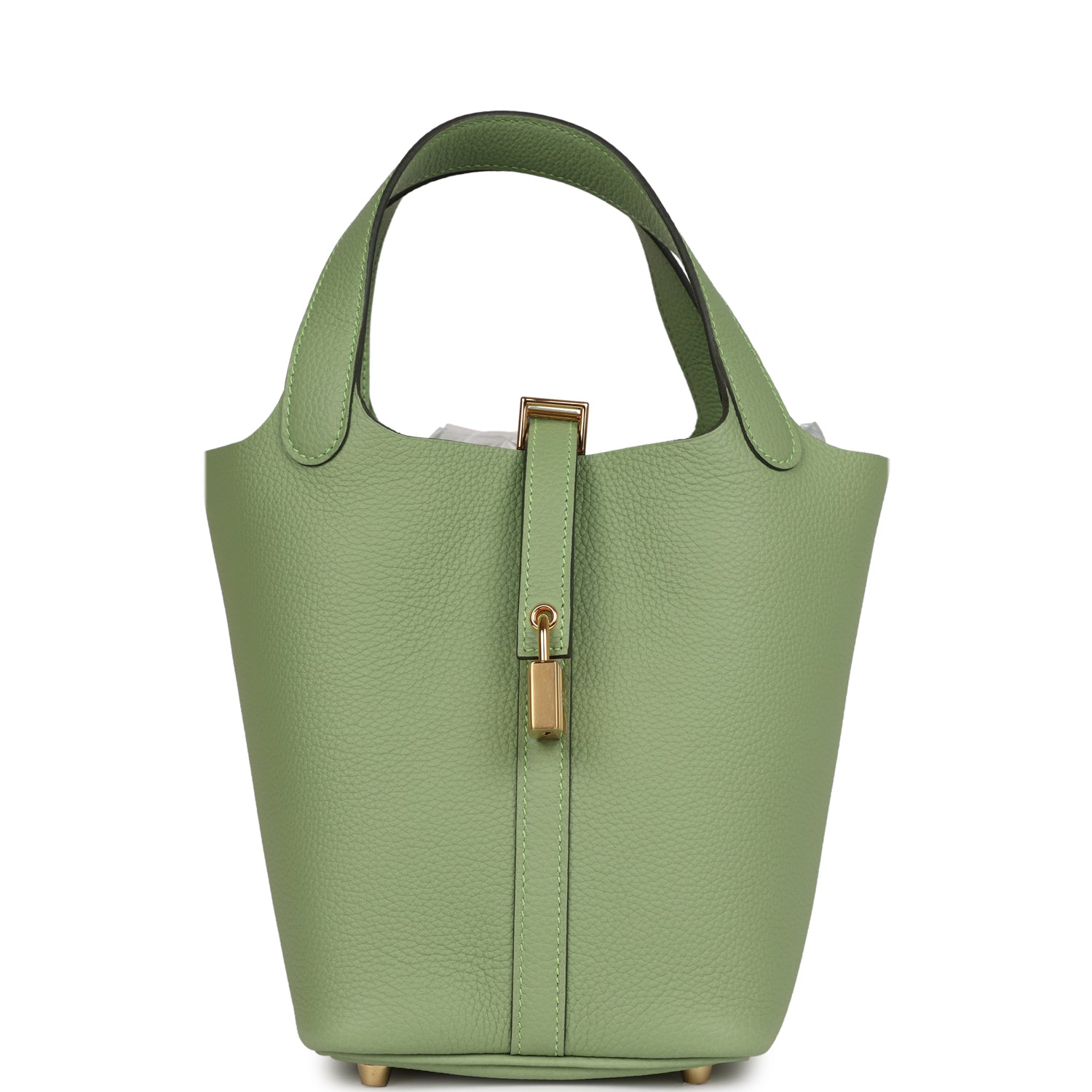 Hermes Picotin Lock Vert Criquet Clemence Hardware Handbag Gold Travel Bag