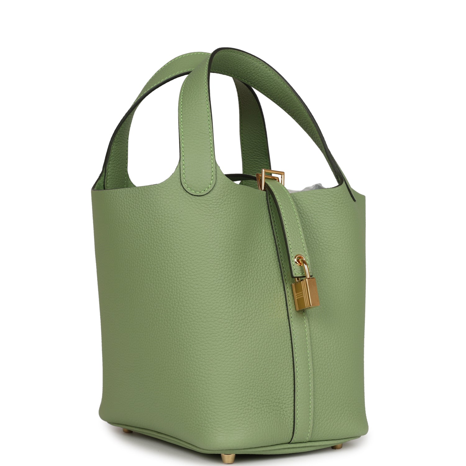 Hermes Picotin Lock Vert Criquet Clemence Hardware Handbag Gold Travel Bag