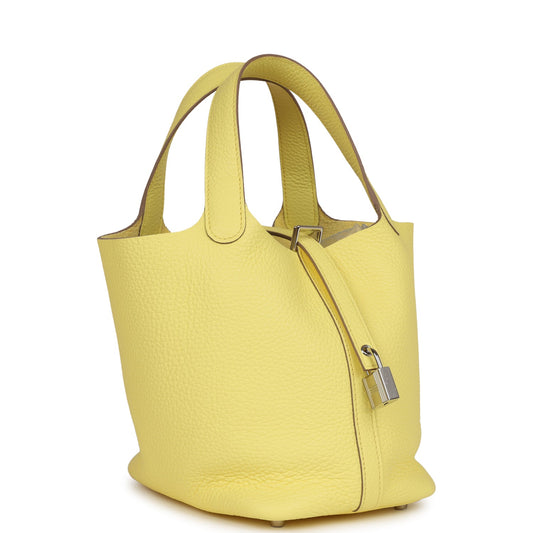 Hermes Picotin Limoncello Clemence Palladium Hardware Handbag Travel Bag