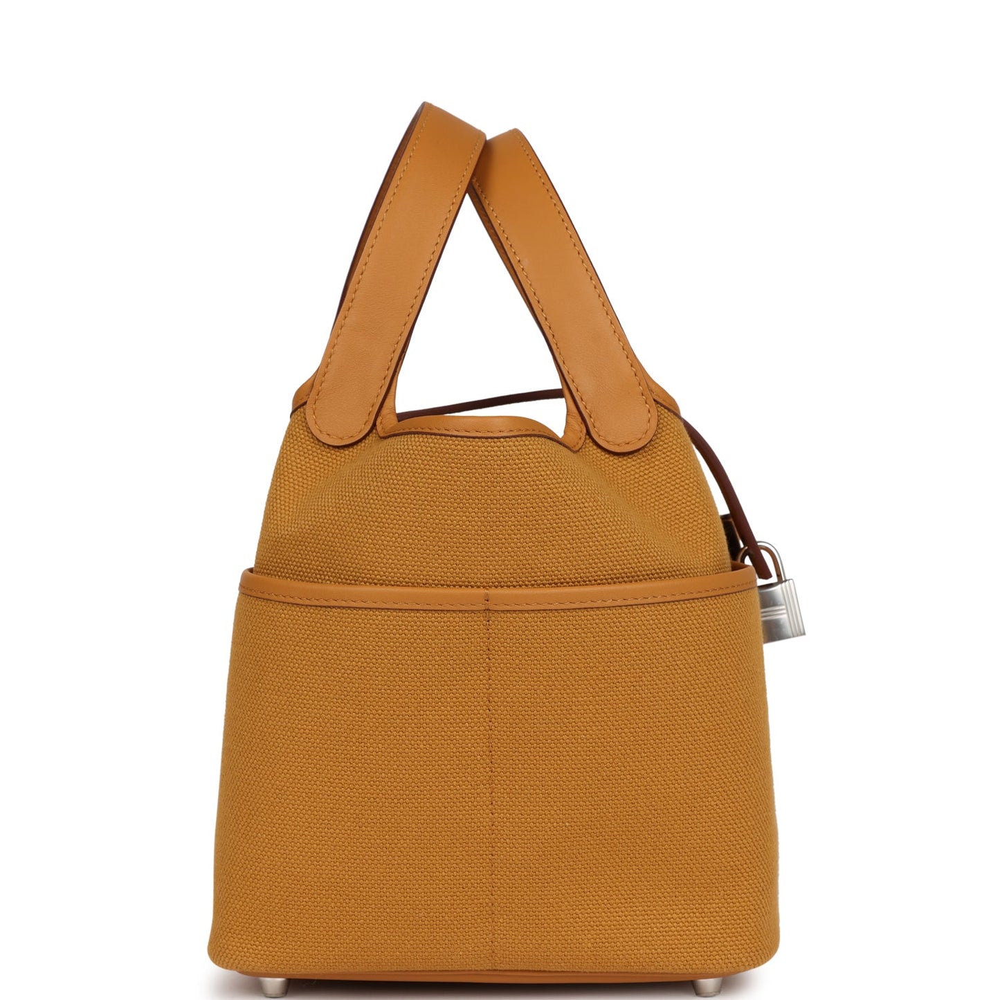 Hermes Picotin Cargo Sesame Swift And Toile Palladium Canvas Travel Bag