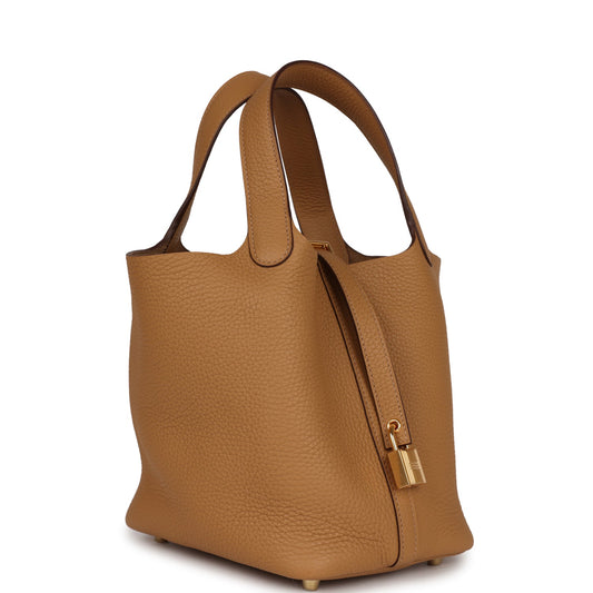 Hermes Picotin Lock Biscuit Clemence Hardware Handbag Gold Travel Bag