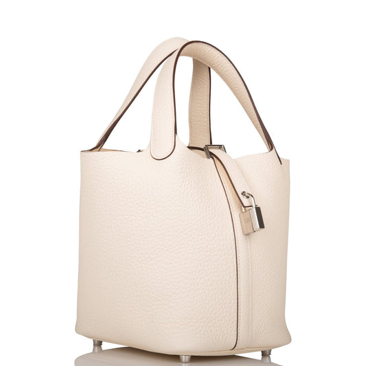Hermes Picotin Nata Clemence Palladium Hardware Handbag Travel Bag Palladium Hardware