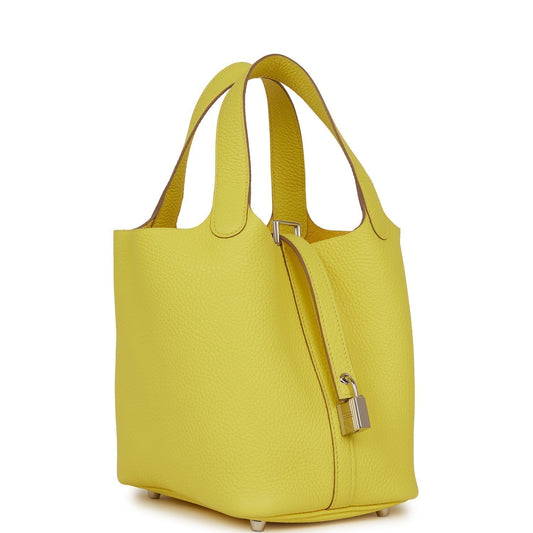 Hermes Picotin Lock Lime Clemence Palladium Hardware Handbag Travel Bag
