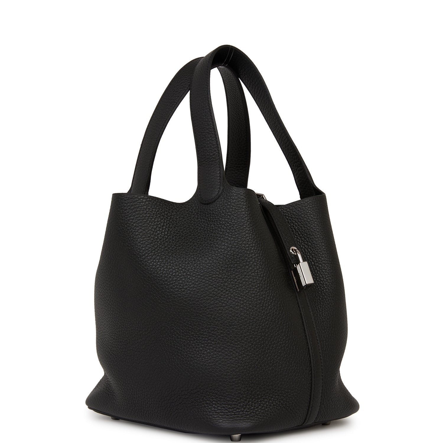 Hermes Picotin Lock Clemence Palladium Hardware Handbag Black Travel Bag 7