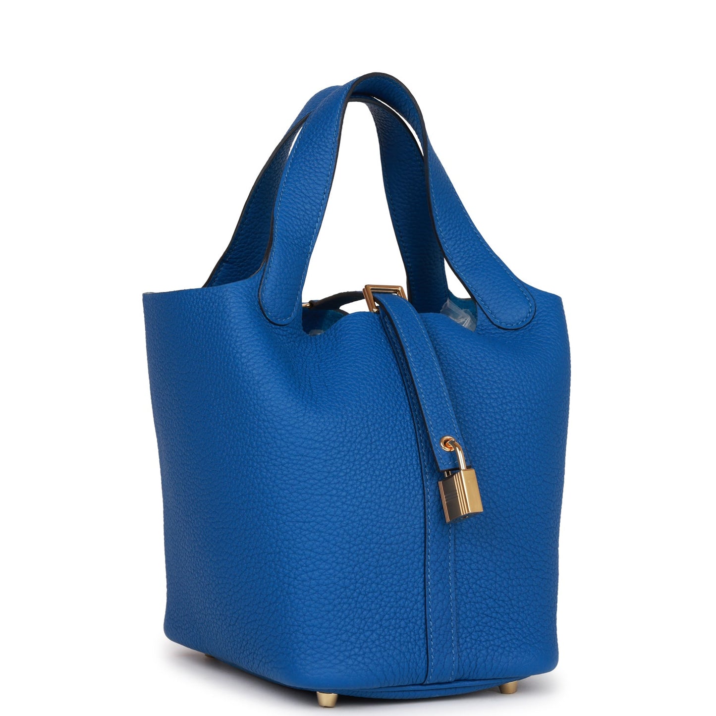 Hermes Picotin Lock Bleu France Clemence Hardware Handbag Gold Travel Bag