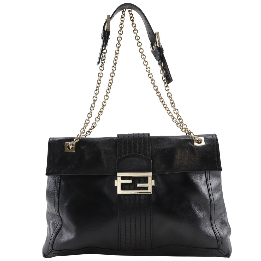 Fendi Tote Bag 2Wayshoulder Tote Women Leather Black Chain Shoulder Bag