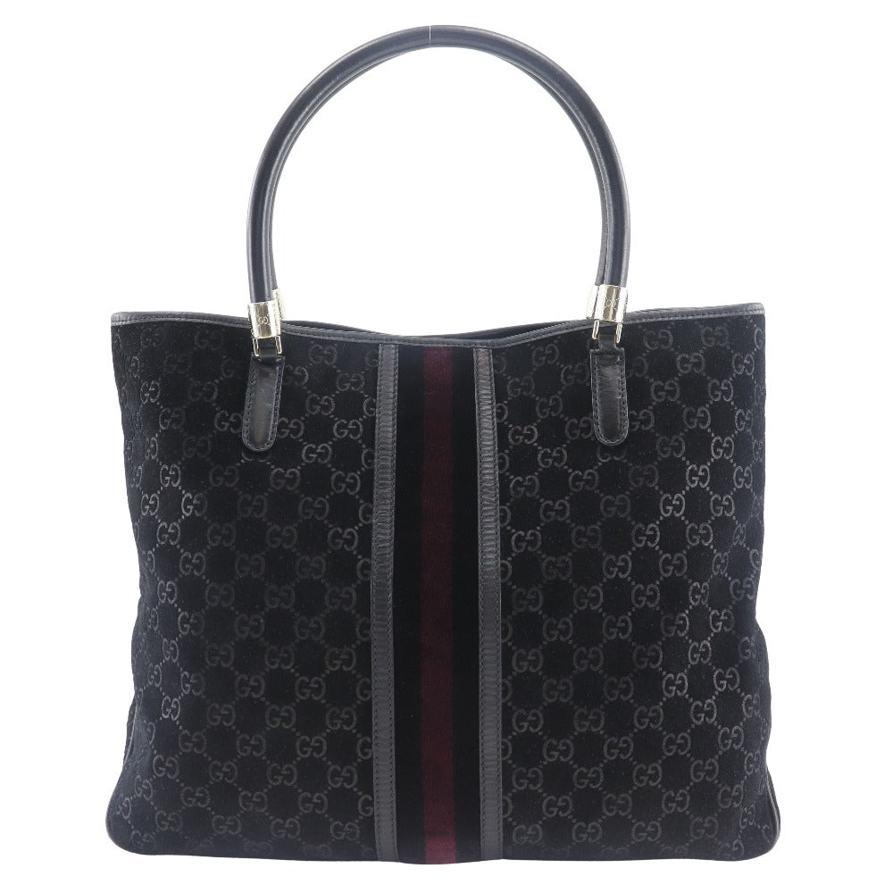 Gucci GG Shelly line Suede Black Tote Bag