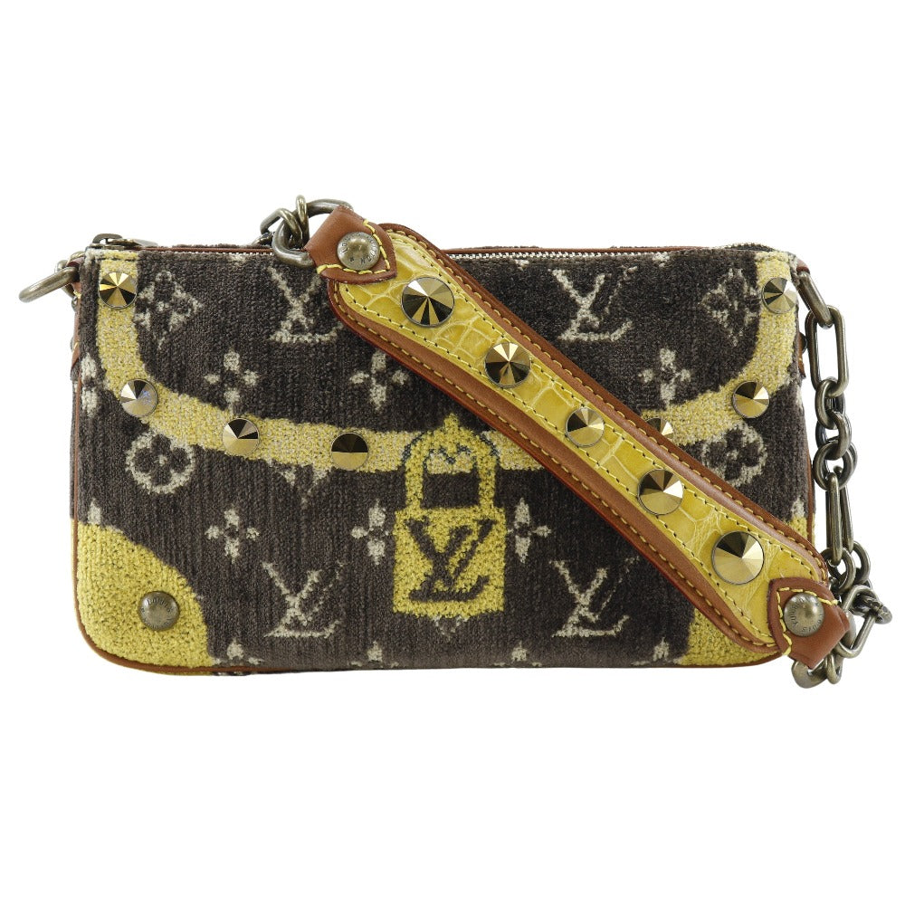 Louis Vuitton M92710 Velvet Accessory pouch Studs Leather Brown Shoulder Bag