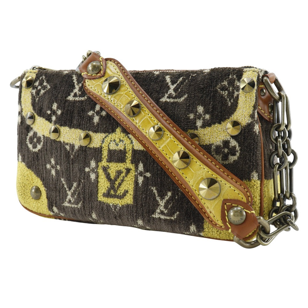 Louis Vuitton M92710 Velvet Accessory pouch Studs Leather Brown Shoulder Bag