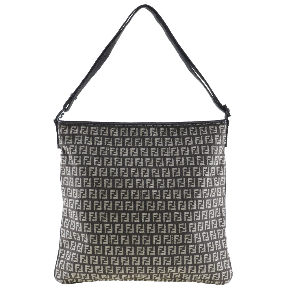 Fendi Shoulder Bag Zucchino One Belt Women Canvas Brown