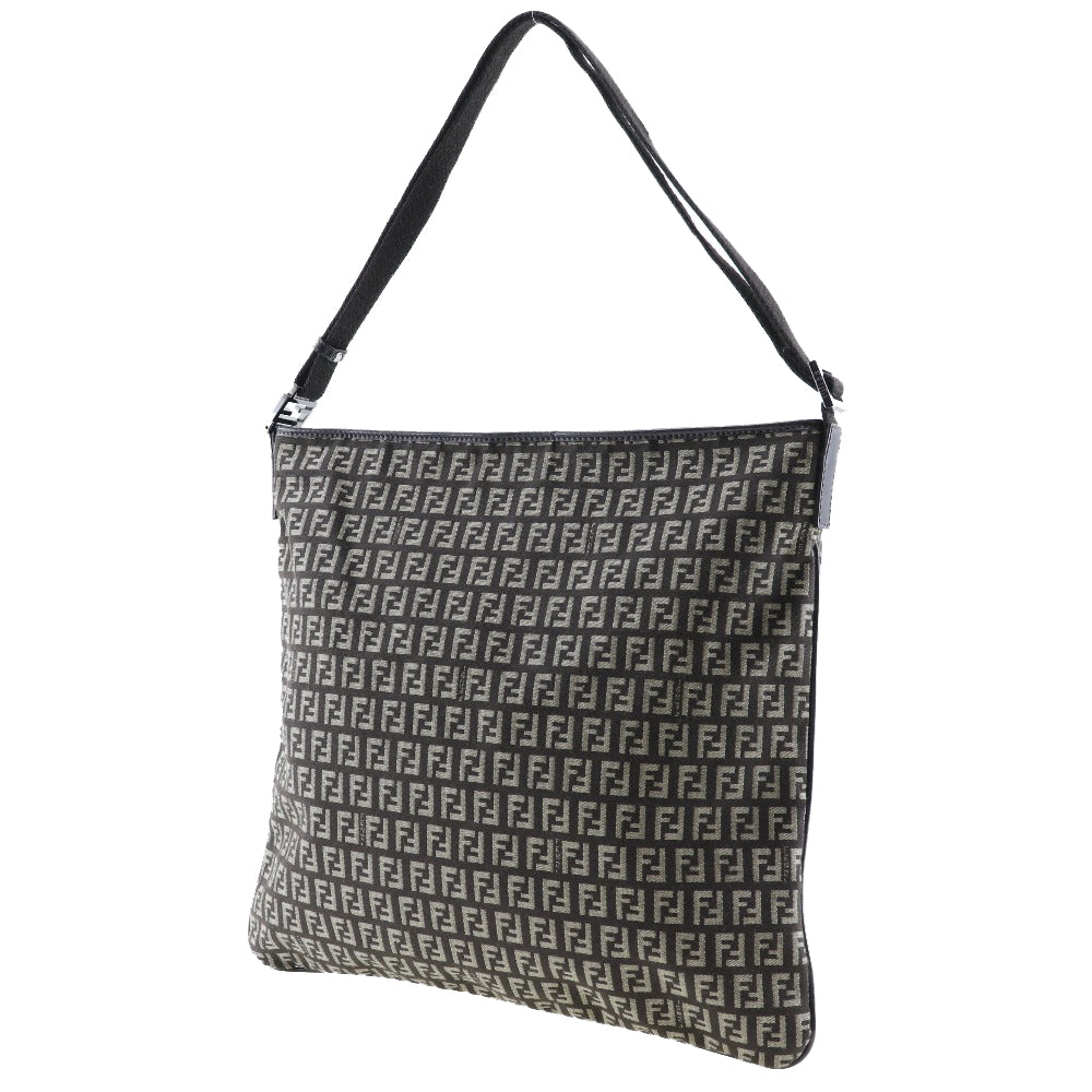 Fendi Shoulder Bag Zucchino One Belt Women Canvas Brown