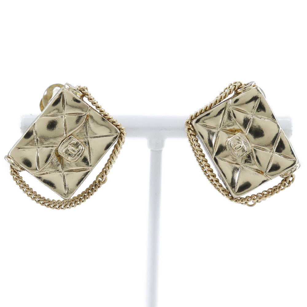 Chanel Gold Plated Matelasse Earrings Jewelry