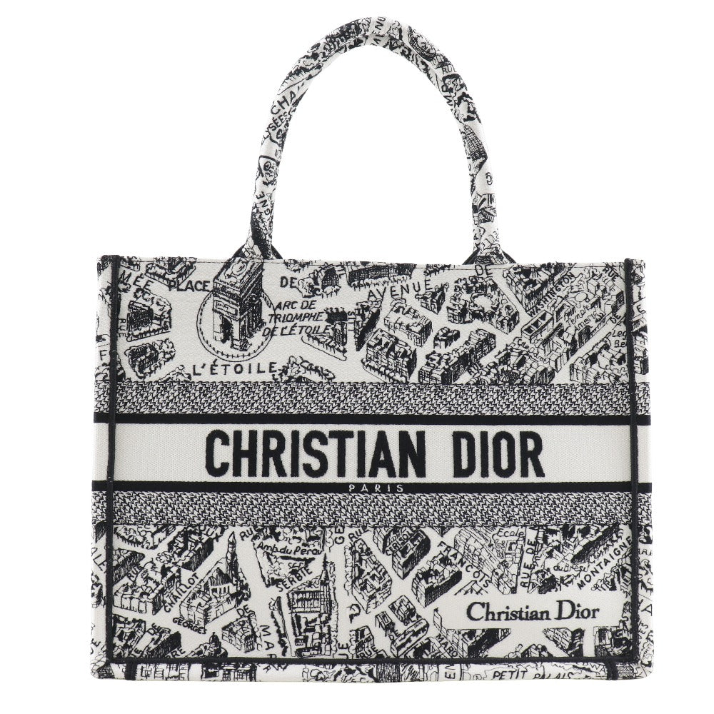 Dior Christian Tote Bag Toile De Jui Book Canvas White