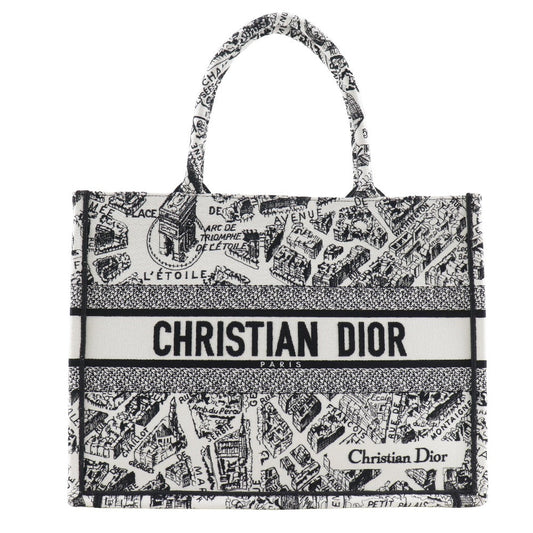 Dior Christian Tote Bag Toile De Jui Book Canvas White